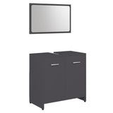 NNEVL Bathroom Furniture Set Grey Chipboard