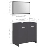 NNEVL Bathroom Furniture Set Grey Chipboard