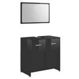 NNEVL Bathroom Furniture Set High Gloss Black Chipboard