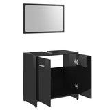 NNEVL Bathroom Furniture Set High Gloss Black Chipboard