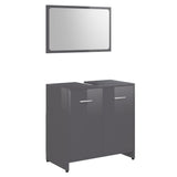NNEVL Bathroom Furniture Set High Gloss Grey Chipboard