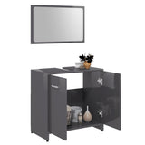 NNEVL Bathroom Furniture Set High Gloss Grey Chipboard