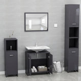 NNEVL Bathroom Furniture Set High Gloss Grey Chipboard