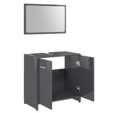 NNEVL Bathroom Furniture Set High Gloss Grey Chipboard