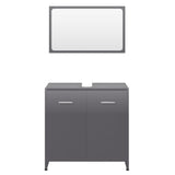 NNEVL Bathroom Furniture Set High Gloss Grey Chipboard