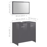 NNEVL Bathroom Furniture Set High Gloss Grey Chipboard
