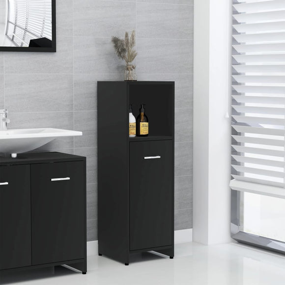NNEVL Bathroom Cabinet Black 30x30x95 cm Chipboard