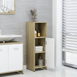 NNEVL Bathroom Cabinet White and Sonoma Oak 30x30x95 cm Engineered Wood