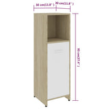 NNEVL Bathroom Cabinet White and Sonoma Oak 30x30x95 cm Engineered Wood