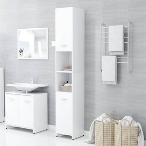 NNEVL Bathroom Cabinet White 30x30x183.5 cm Chipboard