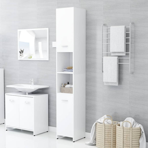 NNEVL Bathroom Cabinet White 30x30x183.5 cm Chipboard