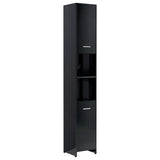 NNEVL Bathroom Cabinet High Gloss Black 30x30x183.5 cm Chipboard