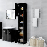 NNEVL Bathroom Cabinet High Gloss Black 30x30x183.5 cm Chipboard