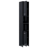 NNEVL Bathroom Cabinet High Gloss Black 30x30x183.5 cm Chipboard