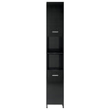 NNEVL Bathroom Cabinet High Gloss Black 30x30x183.5 cm Chipboard