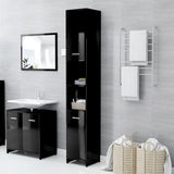 NNEVL Bathroom Cabinet High Gloss Black 30x30x183.5 cm Chipboard
