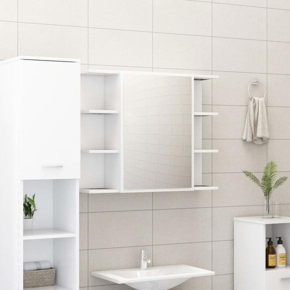 NNEVL Bathroom Mirror Cabinet White 80x20.5x64 cm Chipboard