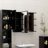 NNEVL Bathroom Mirror Cabinet Black 80x20.5x64 cm Chipboard