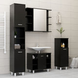 NNEVL Bathroom Mirror Cabinet Black 80x20.5x64 cm Chipboard
