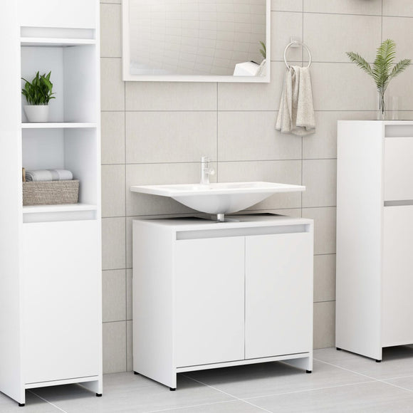 NNEVL Bathroom Cabinet White 60x33x61 cm Chipboard