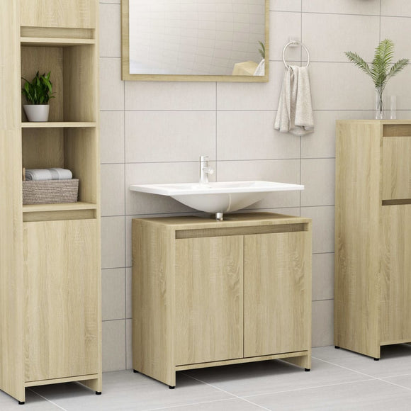 NNEVL Bathroom Cabinet Sonoma Oak 60x33x58 cm Chipboard