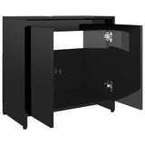 NNEVL Bathroom Cabinet High Gloss Black 60x33x58 cm Chipboard
