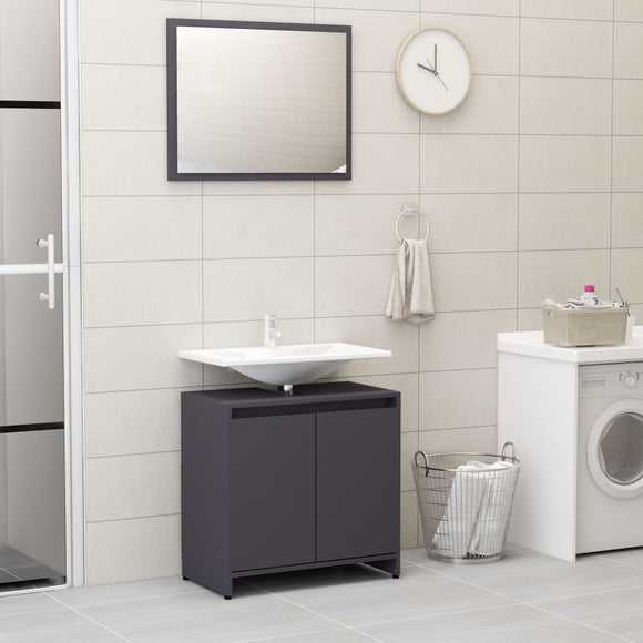 NNEVL Bathroom Furniture Set Grey Chipboard