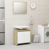 NNEVL Bathroom Furniture Set White and Sonoma Oak Chipboard
