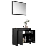 NNEVL Bathroom Furniture Set High Gloss Black Chipboard