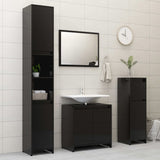 NNEVL Bathroom Furniture Set High Gloss Black Chipboard