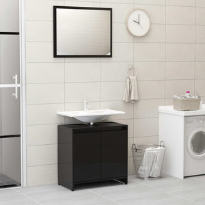 NNEVL Bathroom Furniture Set High Gloss Black Chipboard