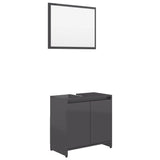 NNEVL Bathroom Furniture Set High Gloss Grey Chipboard