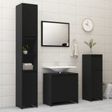 NNEVL Bathroom Cabinet Black 30x30x95 cm Chipboard