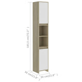 NNEVL Bathroom Cabinet White and Sonoma Oak 30x30x183.5 cm Engineered Wood