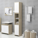 NNEVL Bathroom Cabinet White and Sonoma Oak 30x30x183.5 cm Engineered Wood
