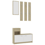 NNEVL Hallway Unit White and Sonoma Oak 100x25x76.5 cm Chipboard