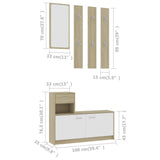 NNEVL Hallway Unit White and Sonoma Oak 100x25x76.5 cm Chipboard