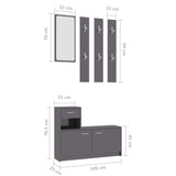 NNEVL Hallway Unit High Gloss Grey 100x25x76.5 cm Chipboard