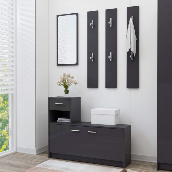 NNEVL Hallway Unit High Gloss Grey 100x25x76.5 cm Chipboard