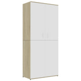 NNEVL Shoe Cabinet White and Sonoma Oak 80x39x178 cm Engineered Wood