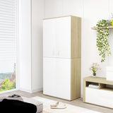 NNEVL Shoe Cabinet White and Sonoma Oak 80x39x178 cm Engineered Wood