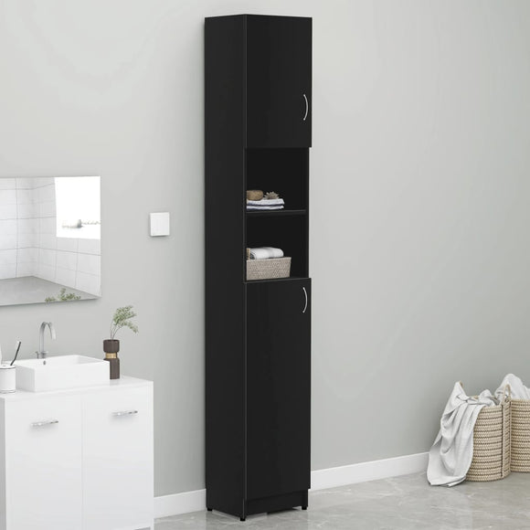 NNEVL Bathroom Cabinet Black 32x25.5x190 cm Chipboard
