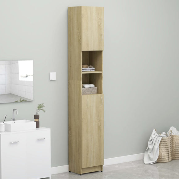 NNEVL Bathroom Cabinet Sonoma Oak 32x25.5x190 cm Chipboard
