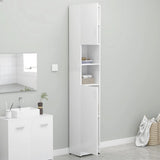 NNEVL Bathroom Cabinet High Gloss White 32x25.5x190 cm Chipboard