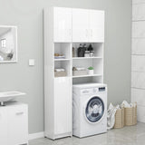 NNEVL Bathroom Cabinet High Gloss White 32x25.5x190 cm Chipboard