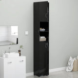 NNEVL Bathroom Cabinet High Gloss Black 32x25.5x190 cm Chipboard