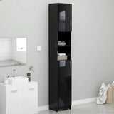 NNEVL Bathroom Cabinet High Gloss Black 32x25.5x190 cm Chipboard