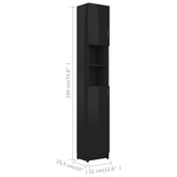 NNEVL Bathroom Cabinet High Gloss Black 32x25.5x190 cm Chipboard