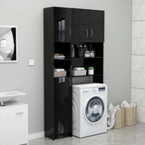 NNEVL Bathroom Cabinet High Gloss Black 32x25.5x190 cm Chipboard