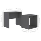 NNEVL Coffee Table Set Grey 48x30x45 cm Chipboard